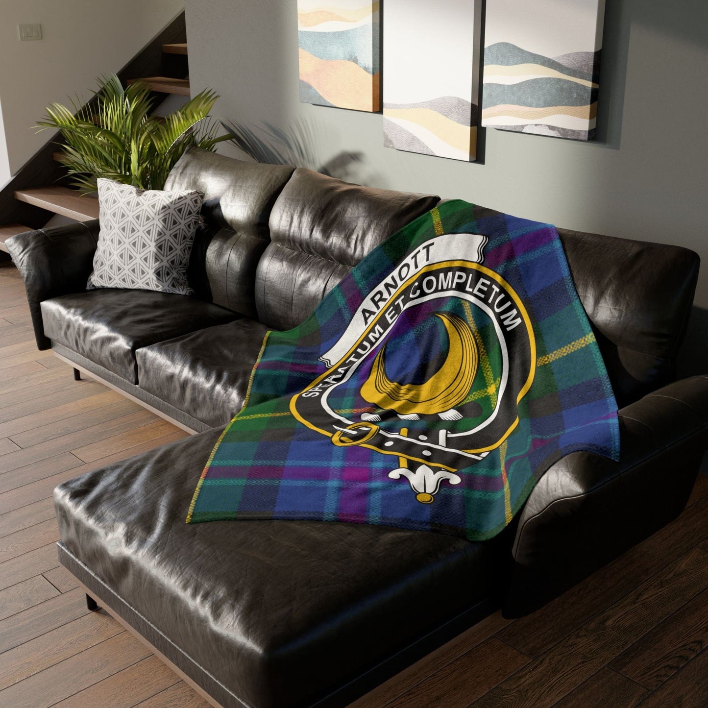 Home Decor Arnott Clan Crest Tartan Scottish Throw Blanket