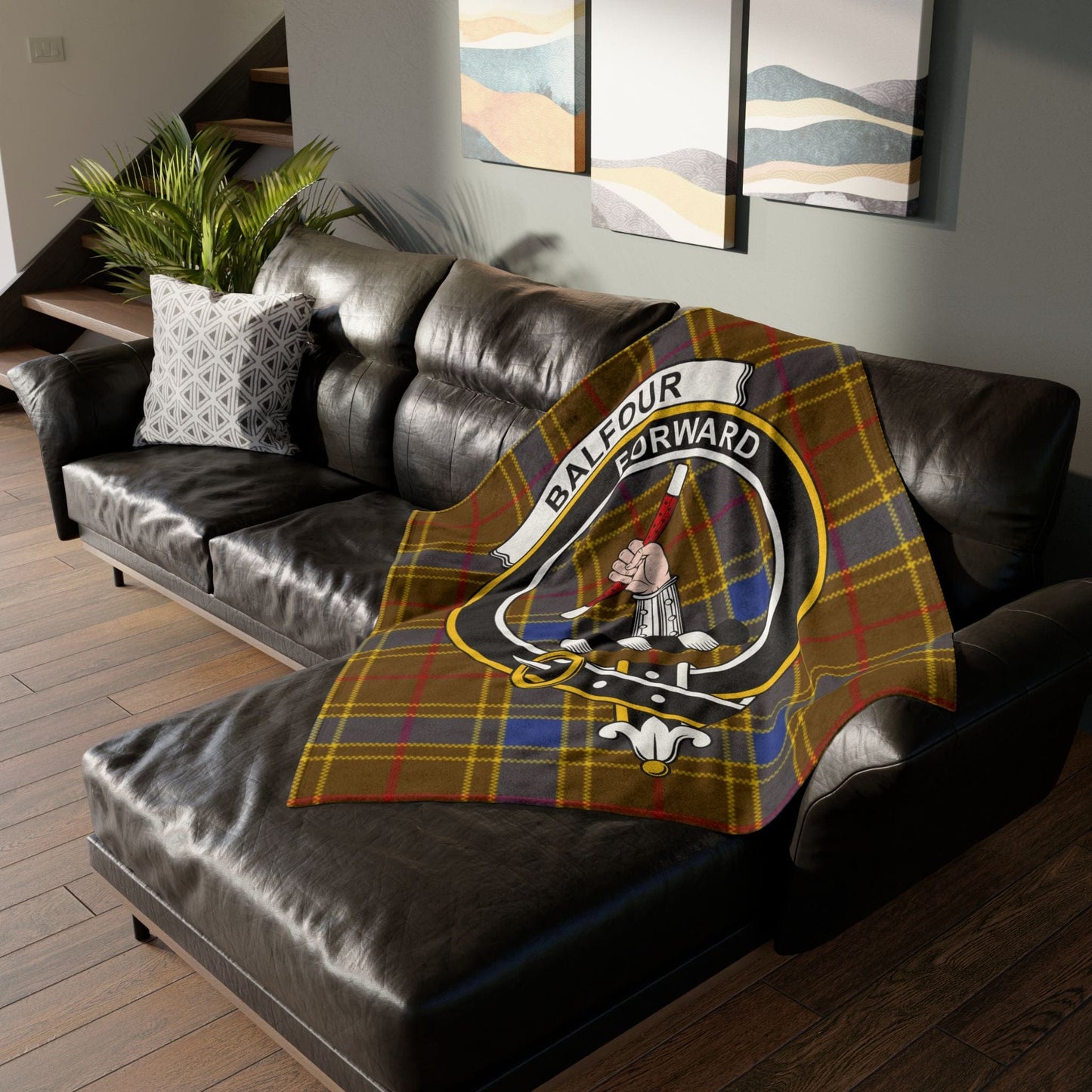 Home Decor Balfour Clan Crest Tartan Scottish Throw Blanket