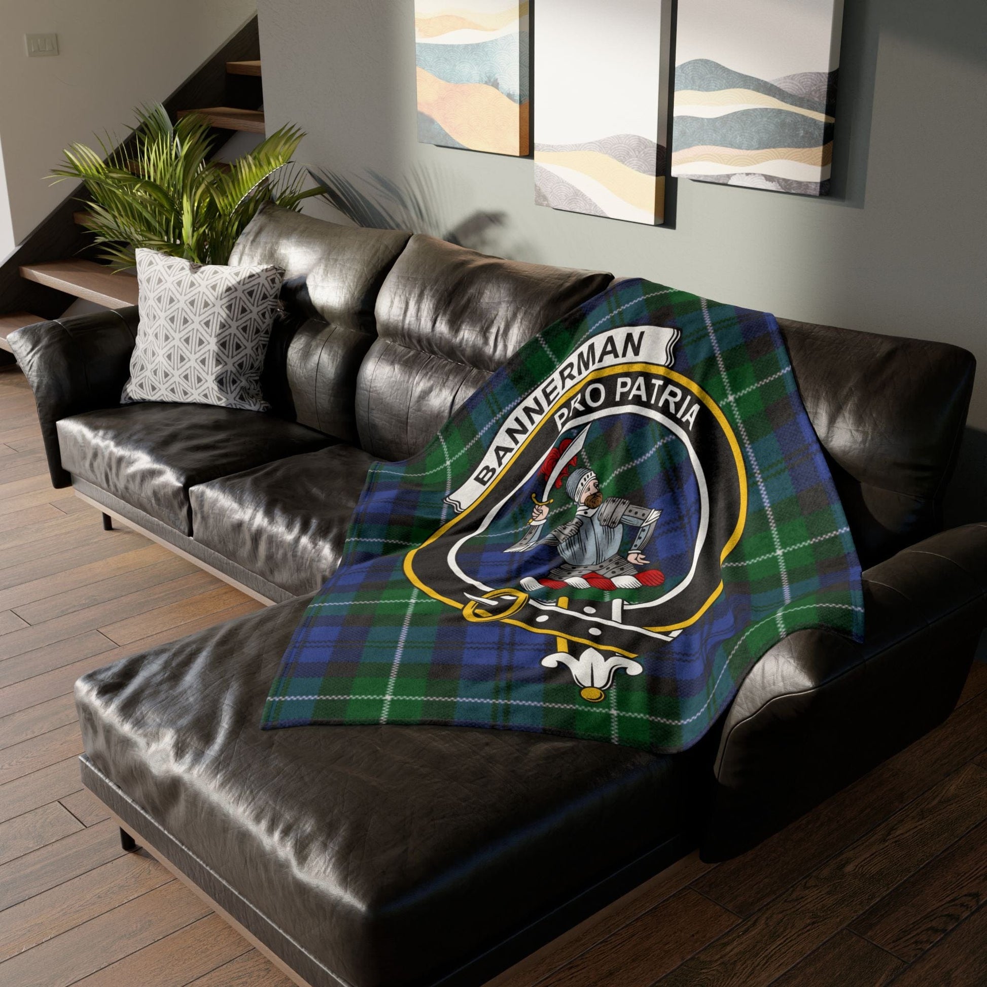 Home Decor Bannerman Clan Crest Tartan Scottish Throw Blanket