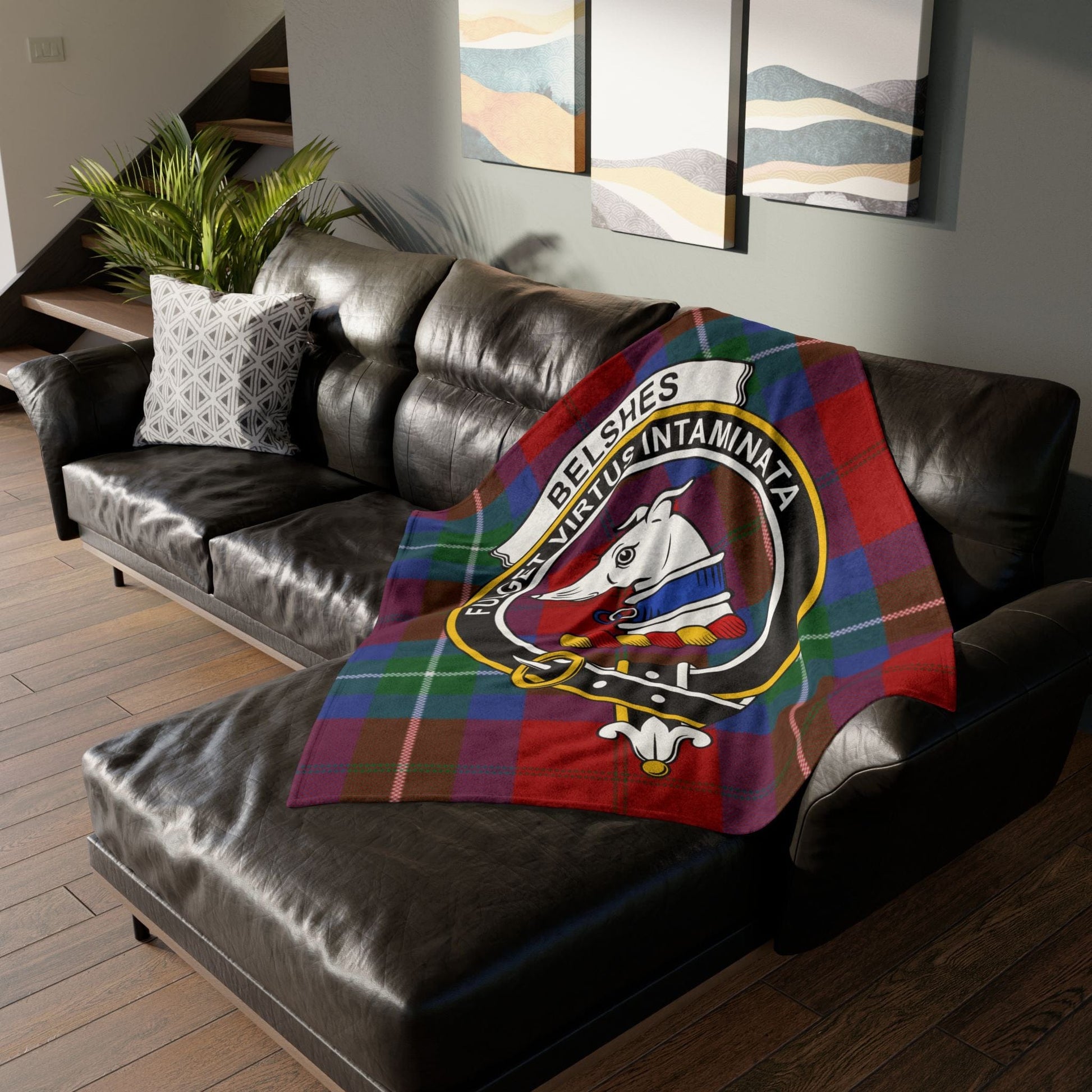 Home Decor Belshes Clan Crest Tartan Scottish Throw Blanket