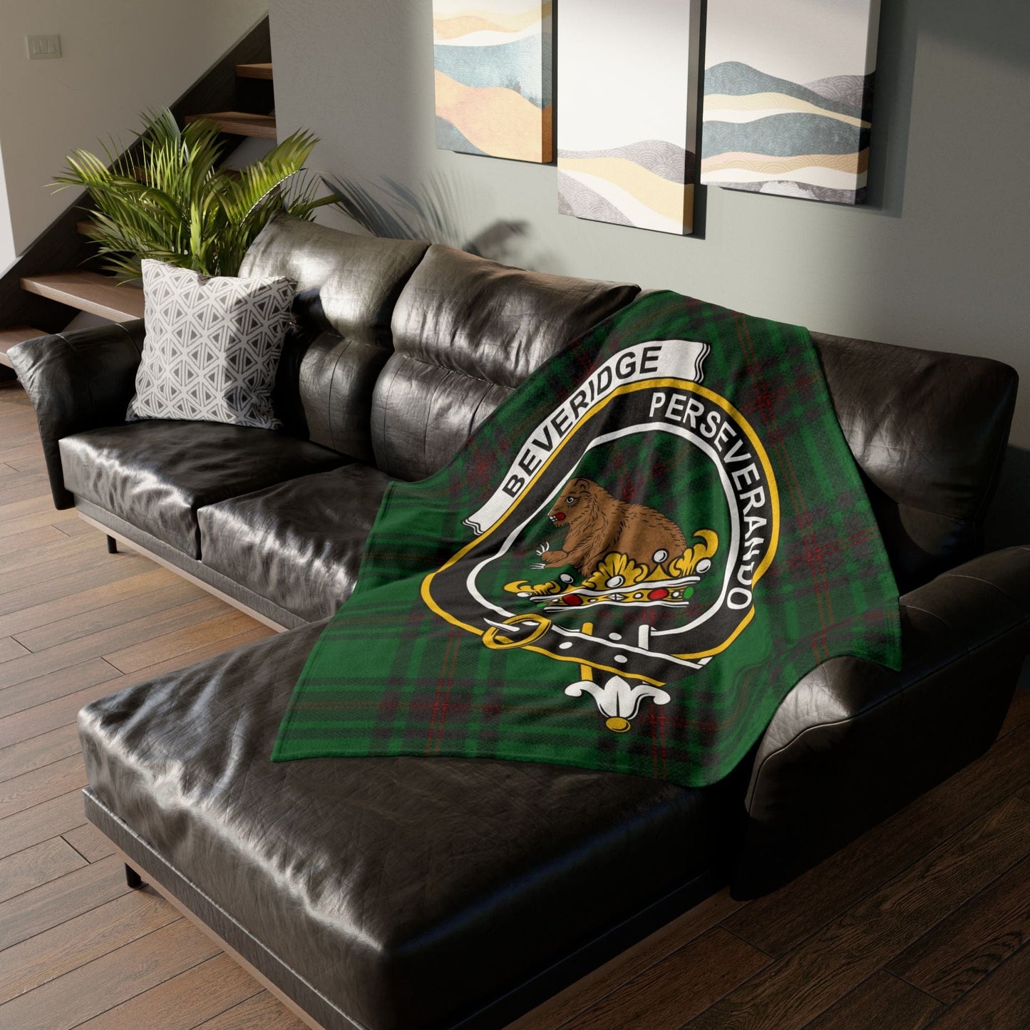 Home Decor Beveridge Clan Crest Tartan Scottish Throw Blanket