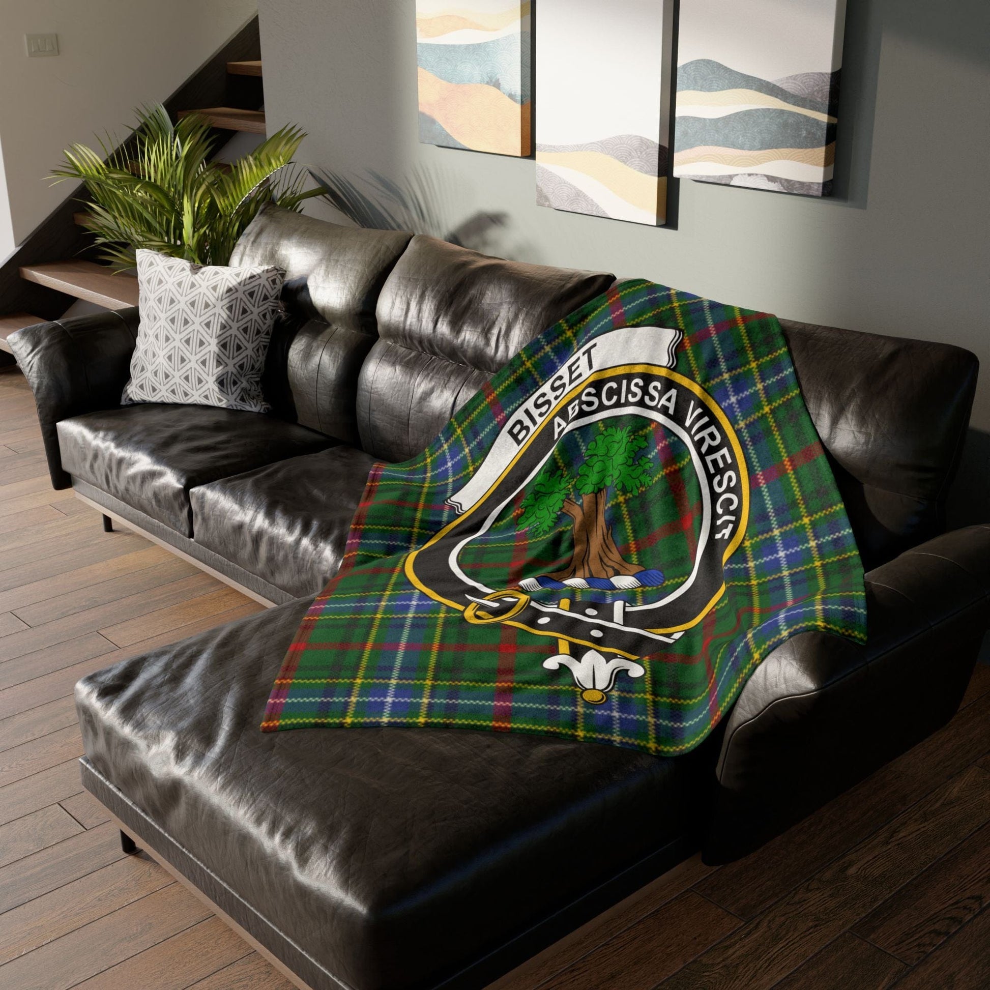 Home Decor Bisset Clan Crest Tartan Scottish Throw Blanket