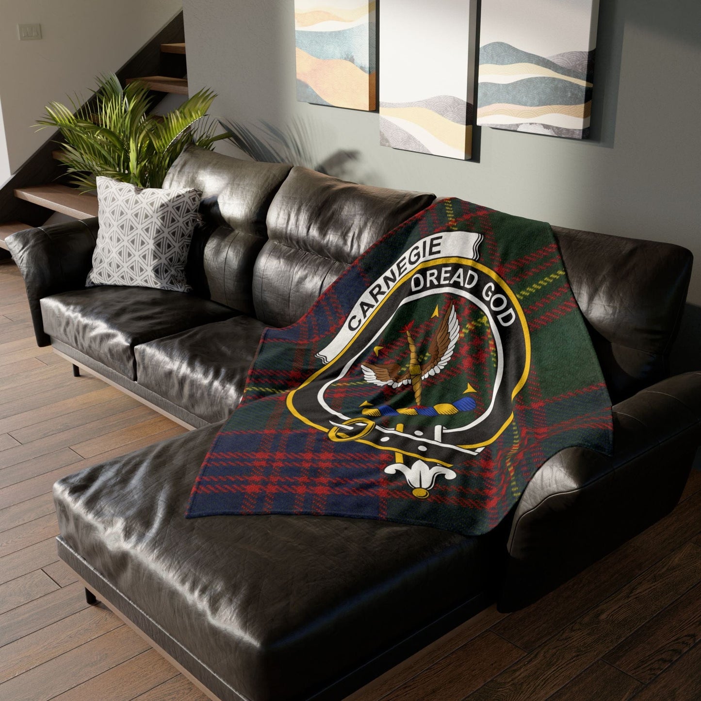 Home Decor Carnegie Clan Crest Tartan Scottish Throw Blanket