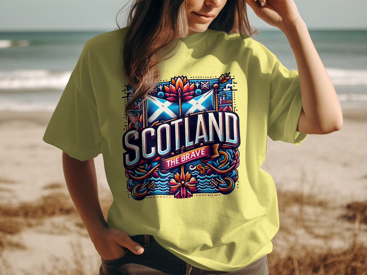 Intricate Scotland The Brave Design Graphic T-Shirt