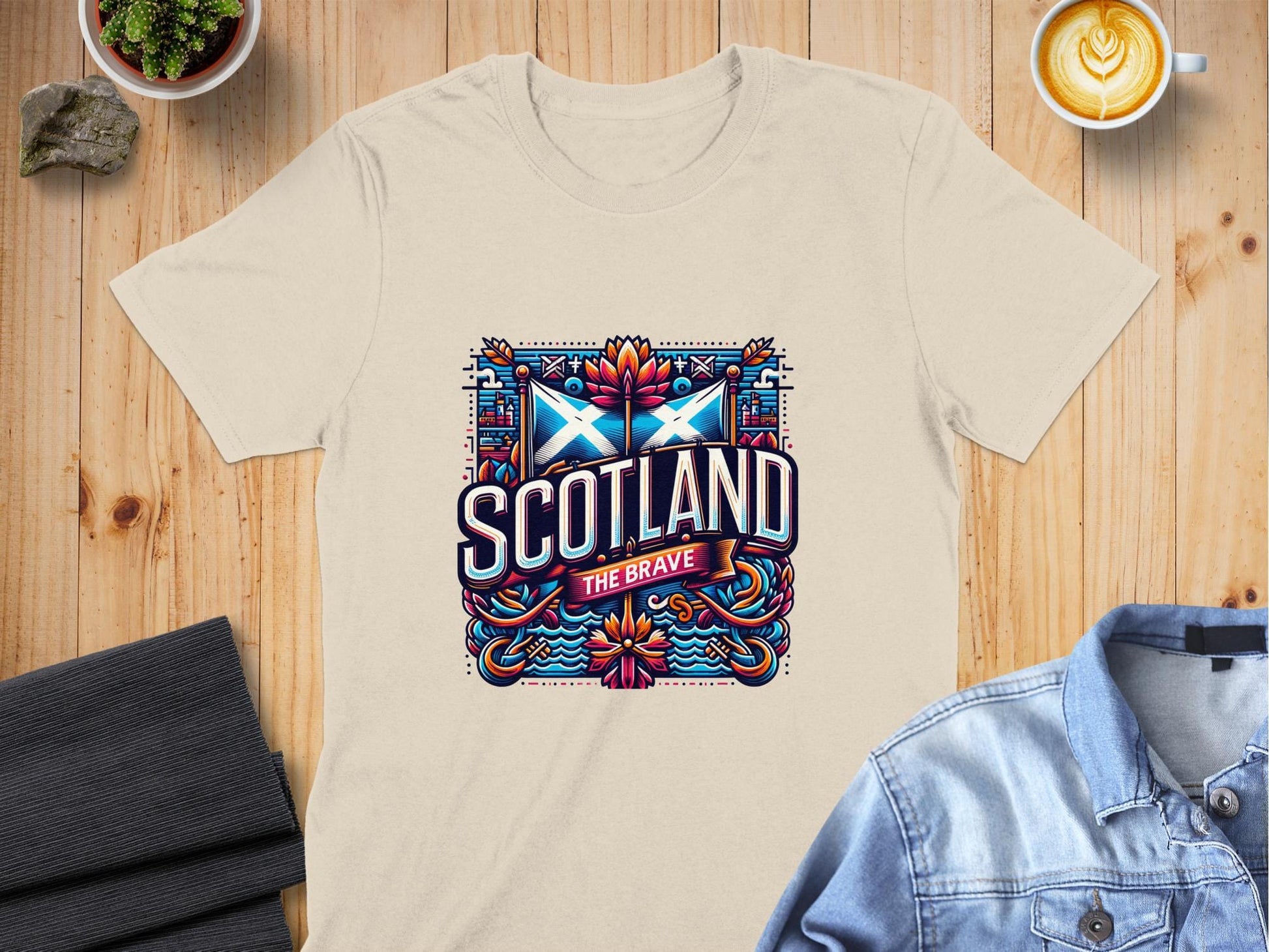 Intricate Scotland The Brave Design Graphic T-Shirt