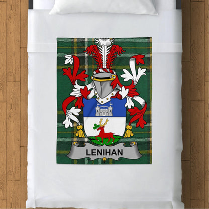 Lenihan Surname Irish Tartan Throw Blanket