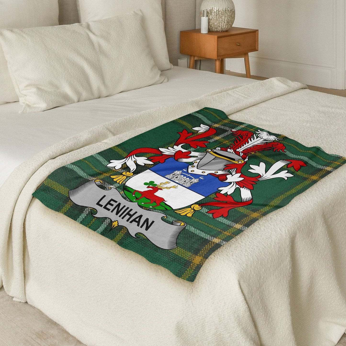 Lenihan Surname Irish Tartan Throw Blanket