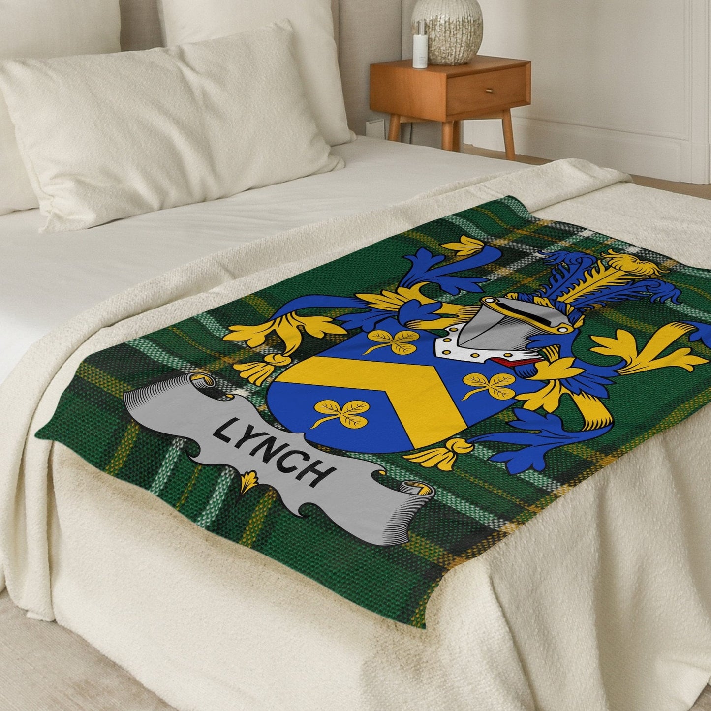 Lynch Irish Tartan Coat of Arms Throw Blanket