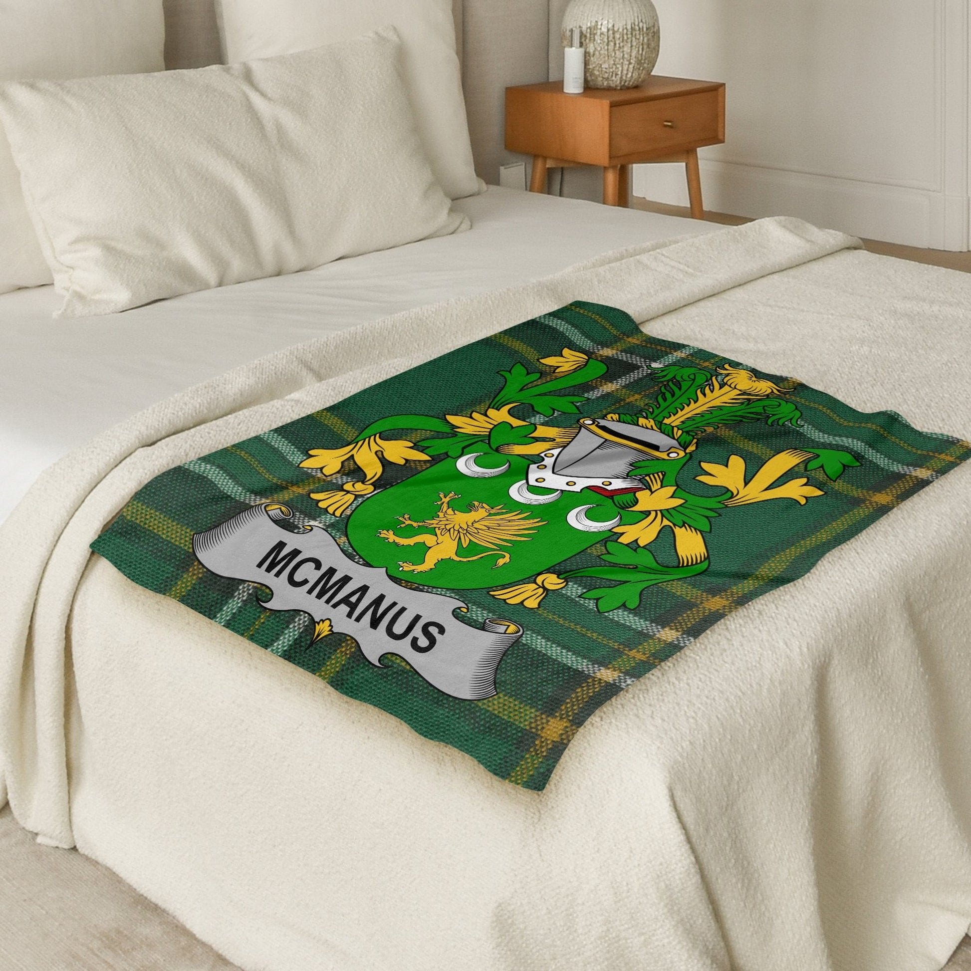 McManus Surname Irish Tartan Throw Blanket