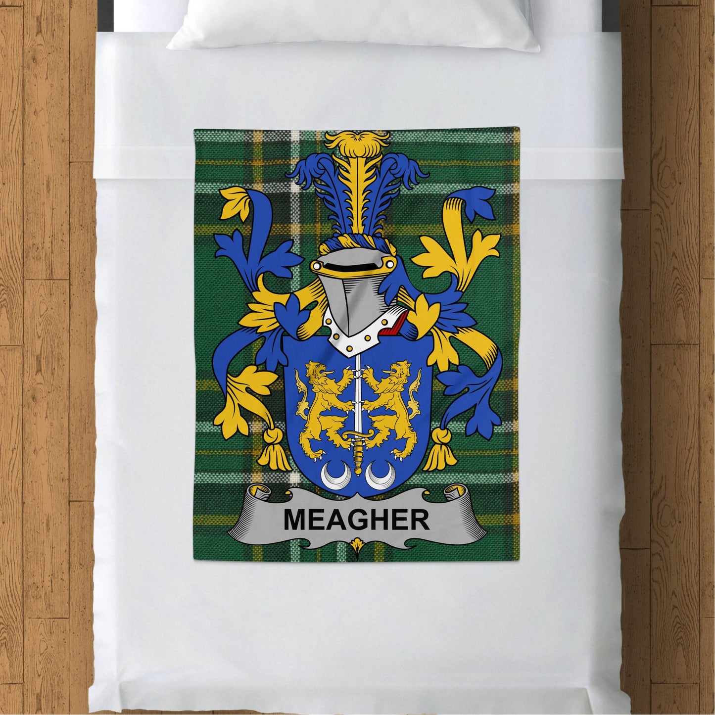 Meagher Surname Irish Tartan Fleece Throw Blanket