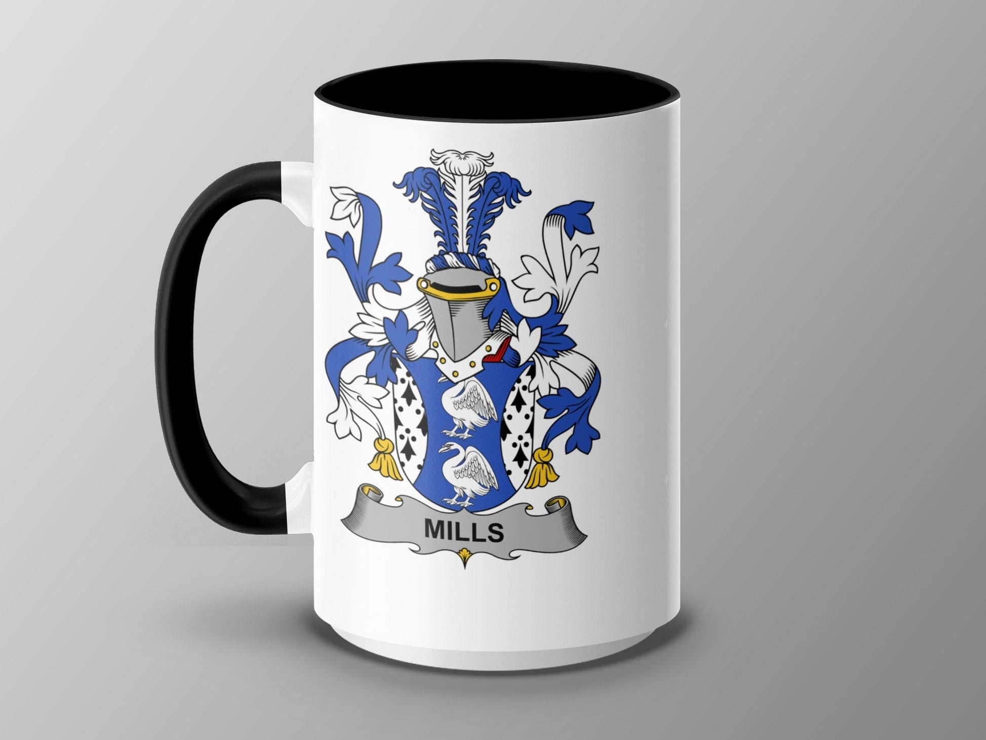 Mills Family Crest Mug, Coat of Arms Mug, Heraldry Mug, Family Name Mug, Custom Crest Mug