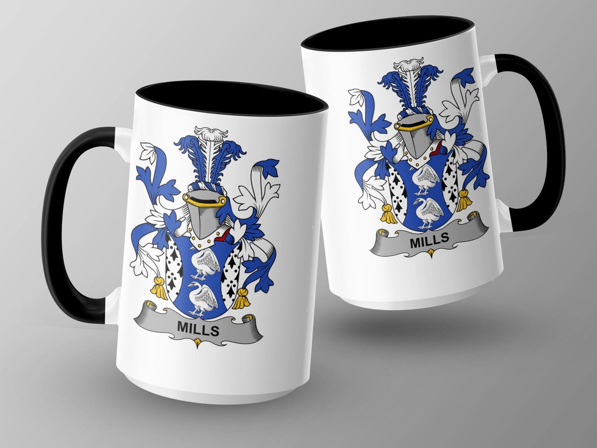 Mills Family Crest Mug, Coat of Arms Mug, Heraldry Mug, Family Name Mug, Custom Crest Mug