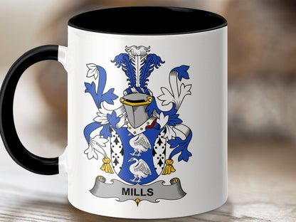 Mills Family Crest Mug, Coat of Arms Mug, Heraldry Mug, Family Name Mug, Custom Crest Mug