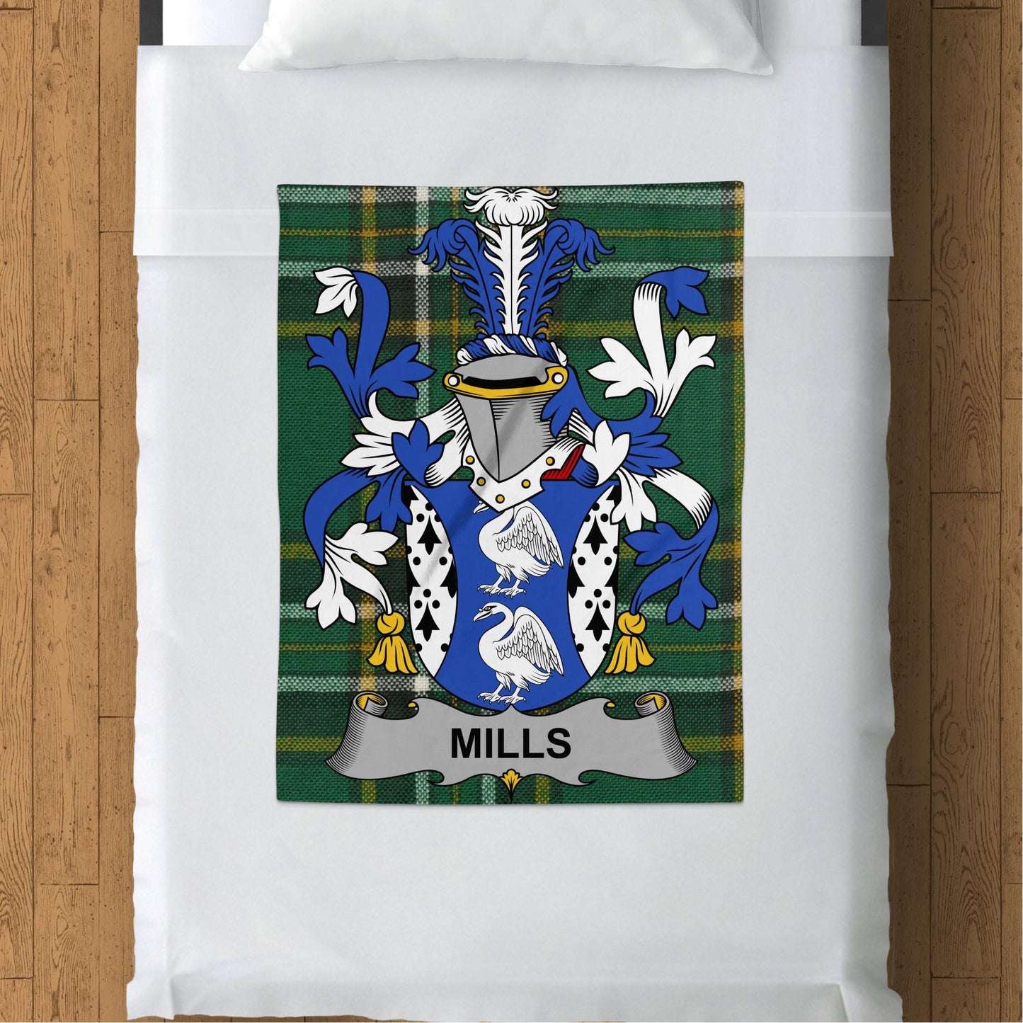 Mills Surname Irish Tartan Throw Blanket