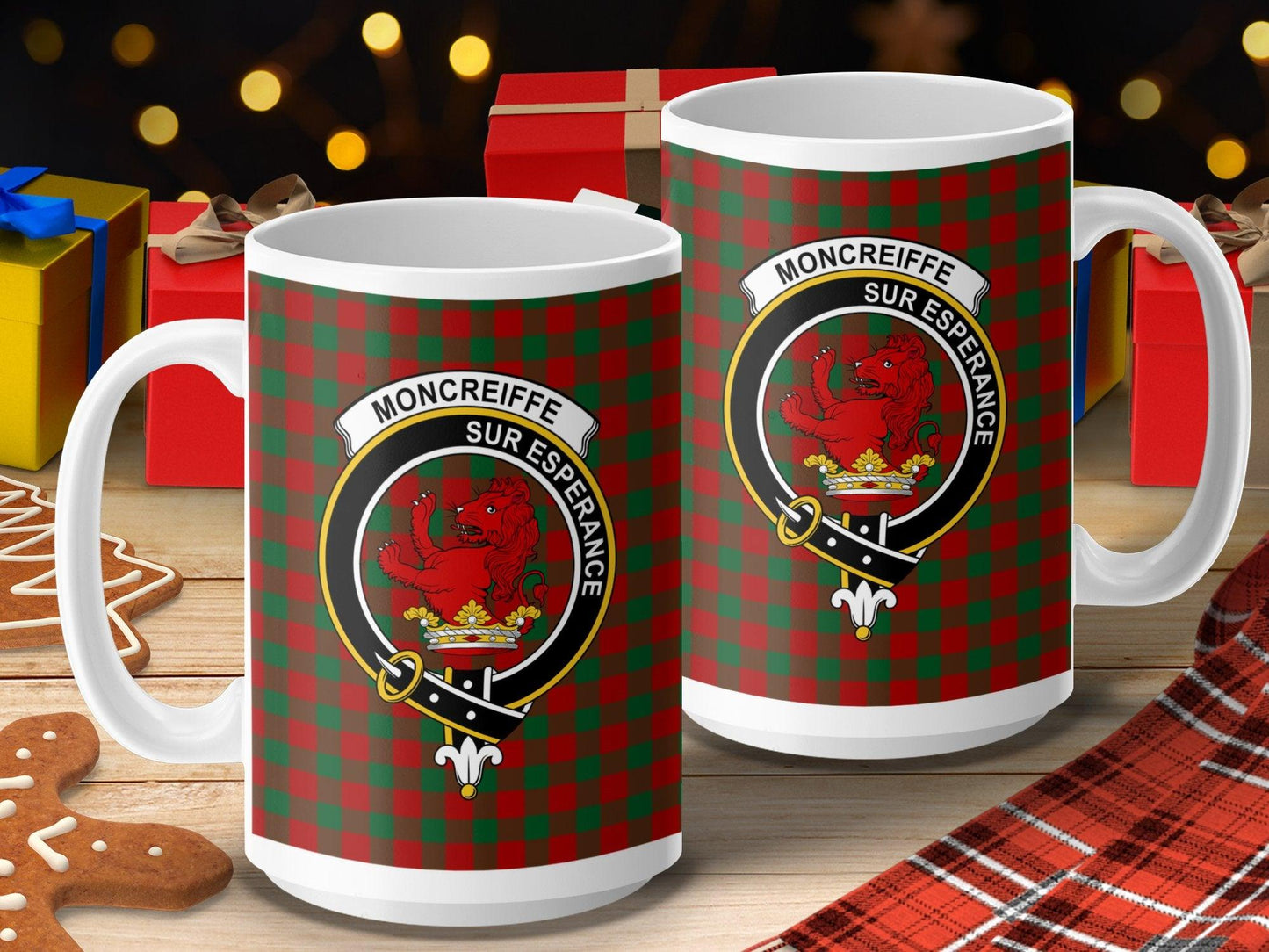 Moncreiffe Clan Crest Roaring Lion Tartan Mug