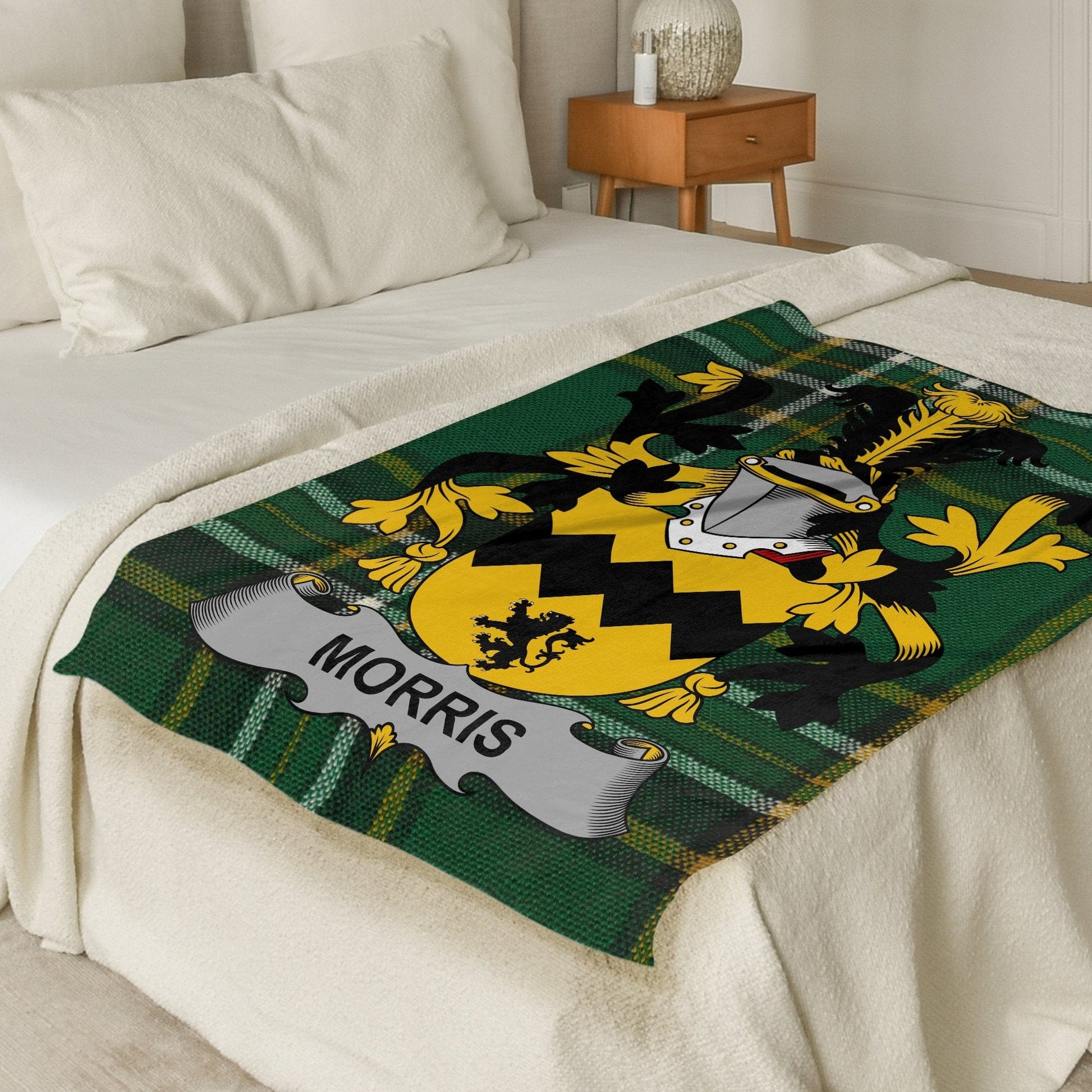 Morris Irish Surname on National Tartan Blanket