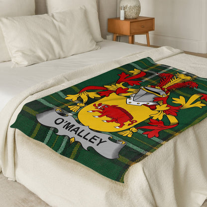 O Malley Surname Irish Tartan Throw Blanket