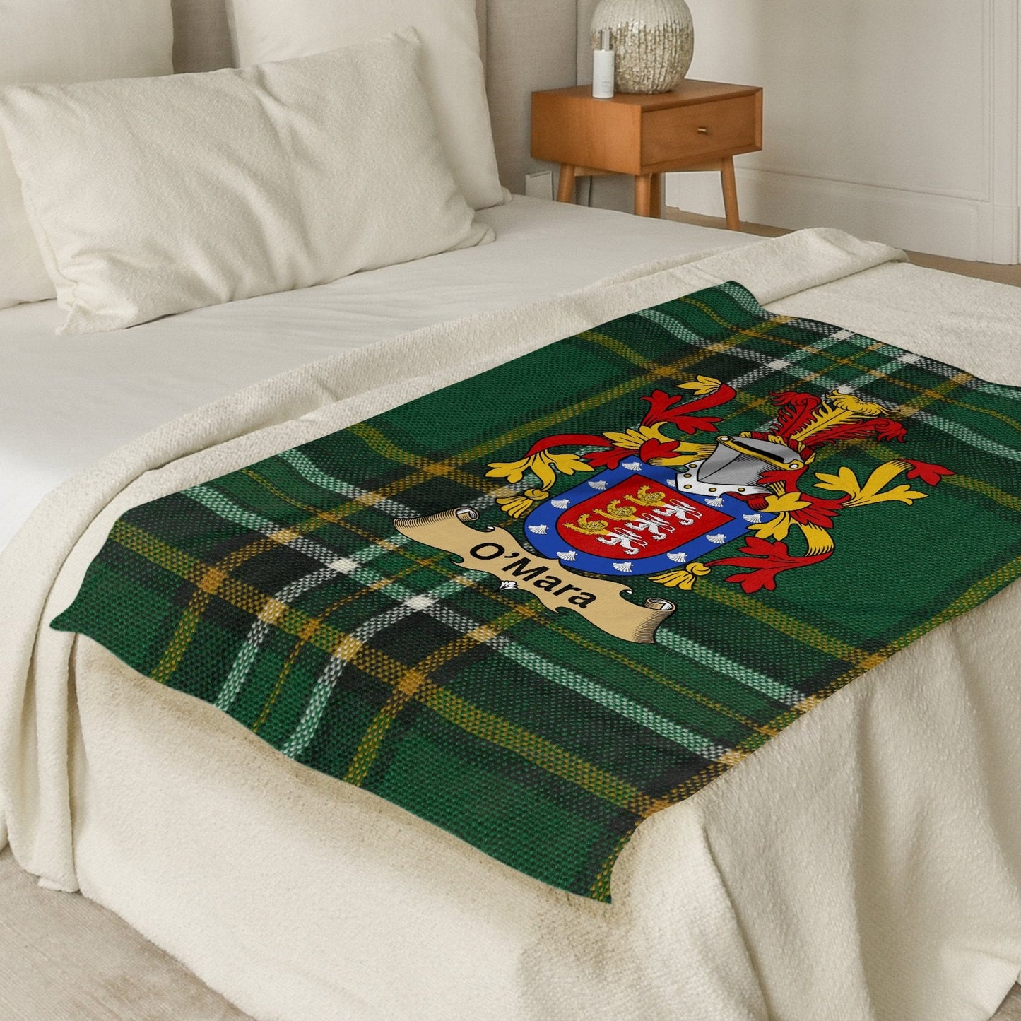 O'Mara Surname Irish Tartan Throw Blanket