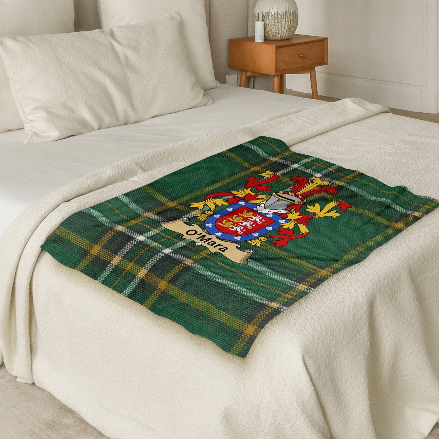 O'Mara Surname Irish Tartan Throw Blanket