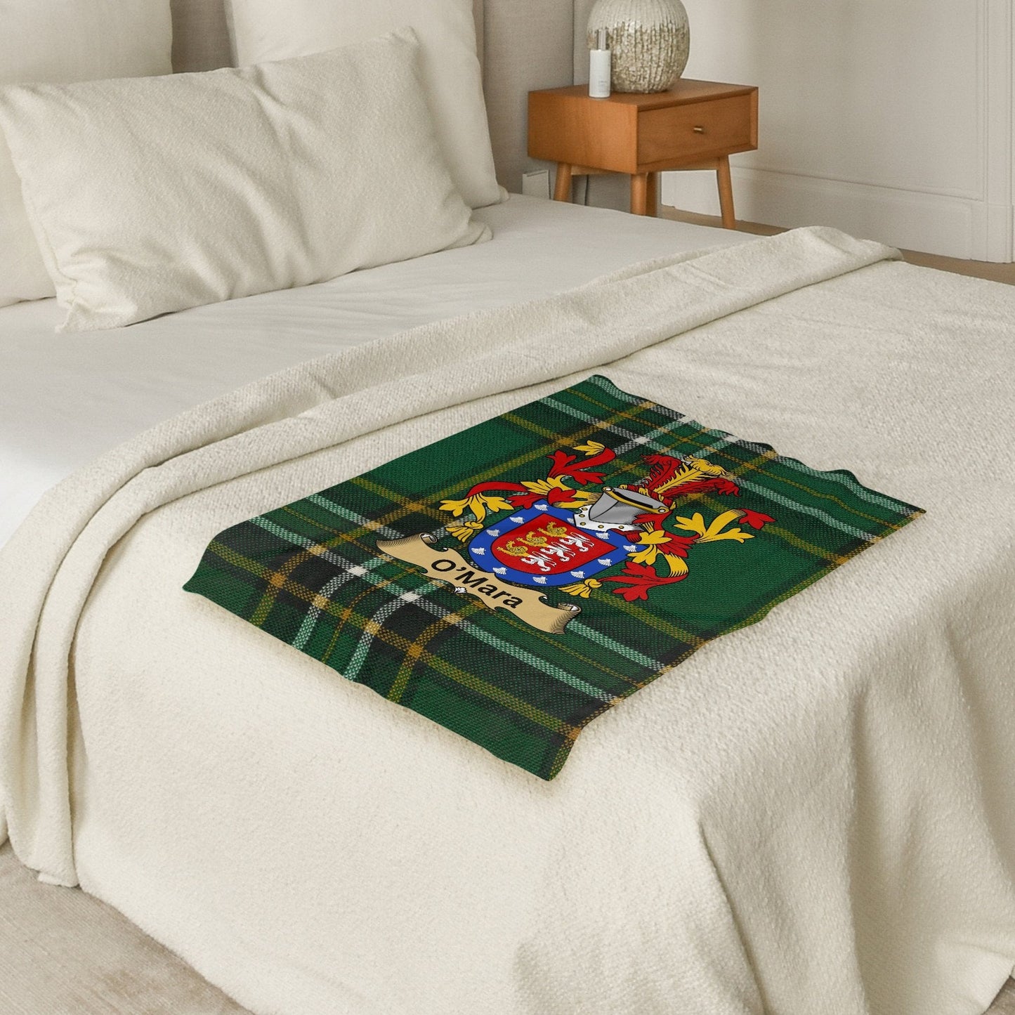 O'Mara Surname Irish Tartan Throw Blanket