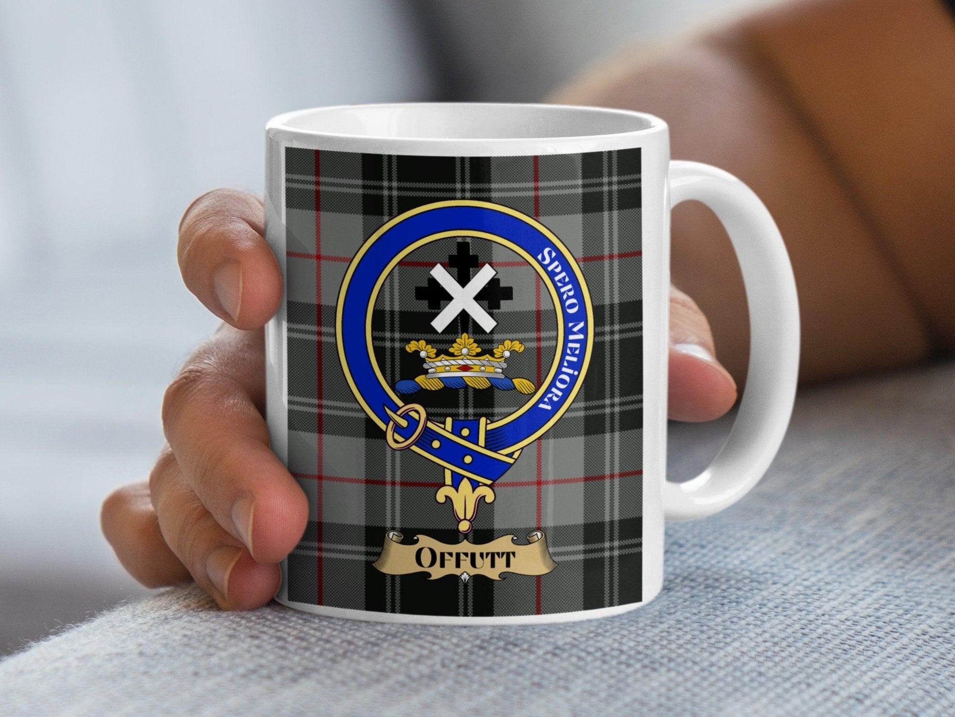 Offutt Clan Family Crest Tartan Mug