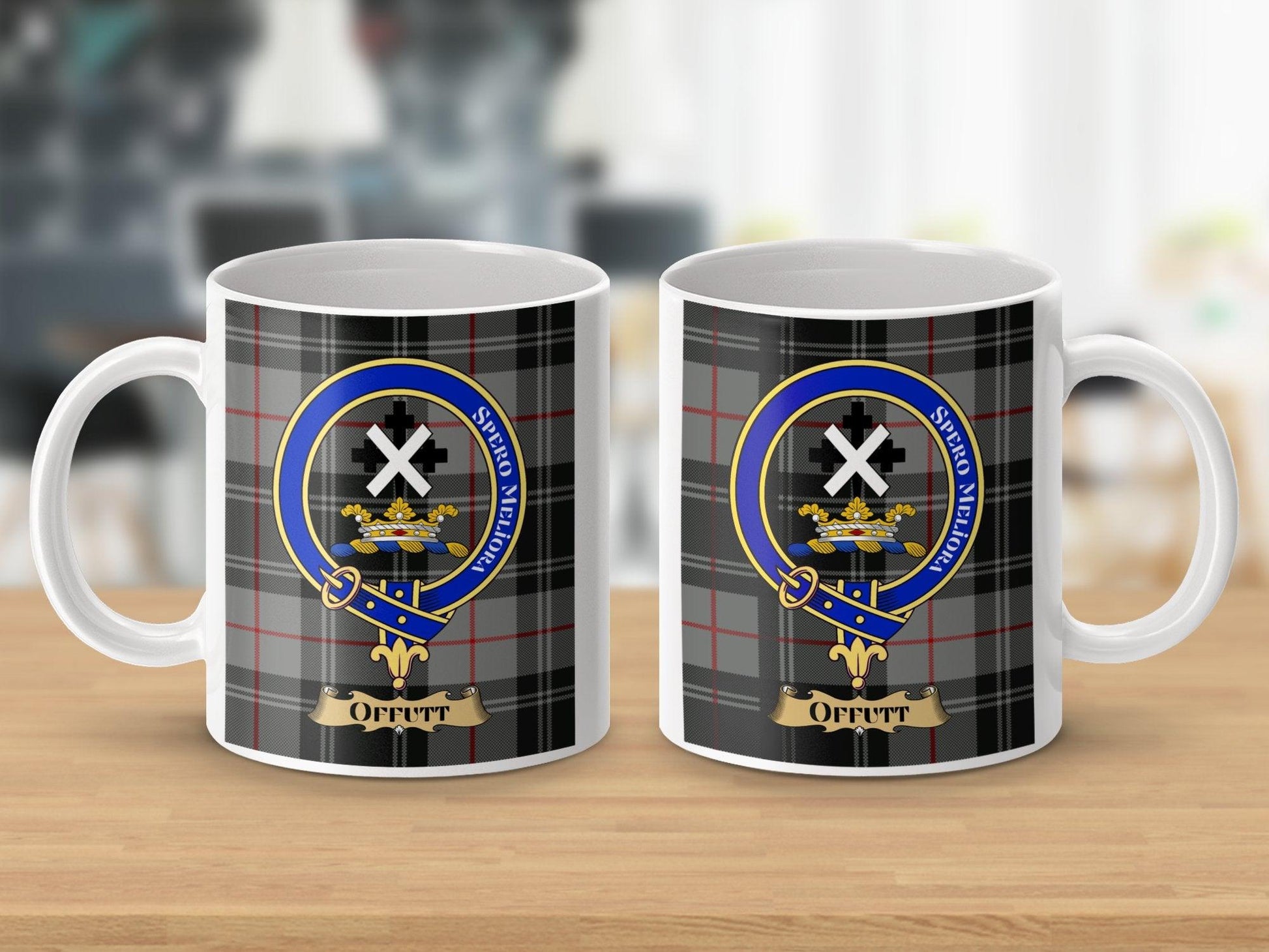 Offutt Clan Family Crest Tartan Mug