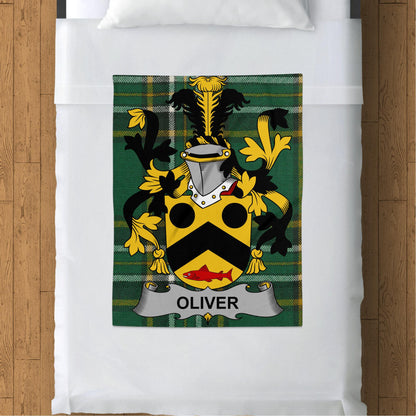 Oliver Surname Irish Tartan Throw Blanket