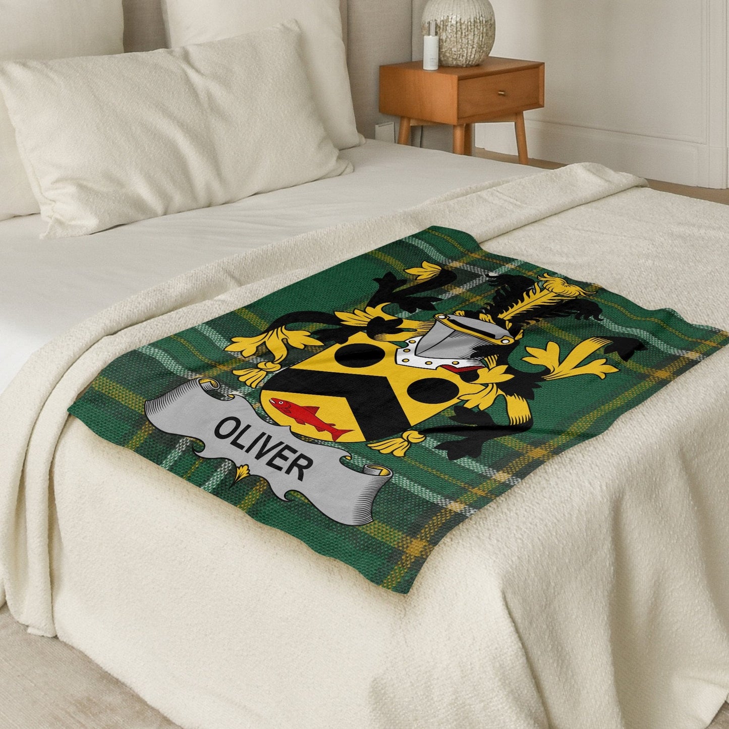 Oliver Surname Irish Tartan Throw Blanket