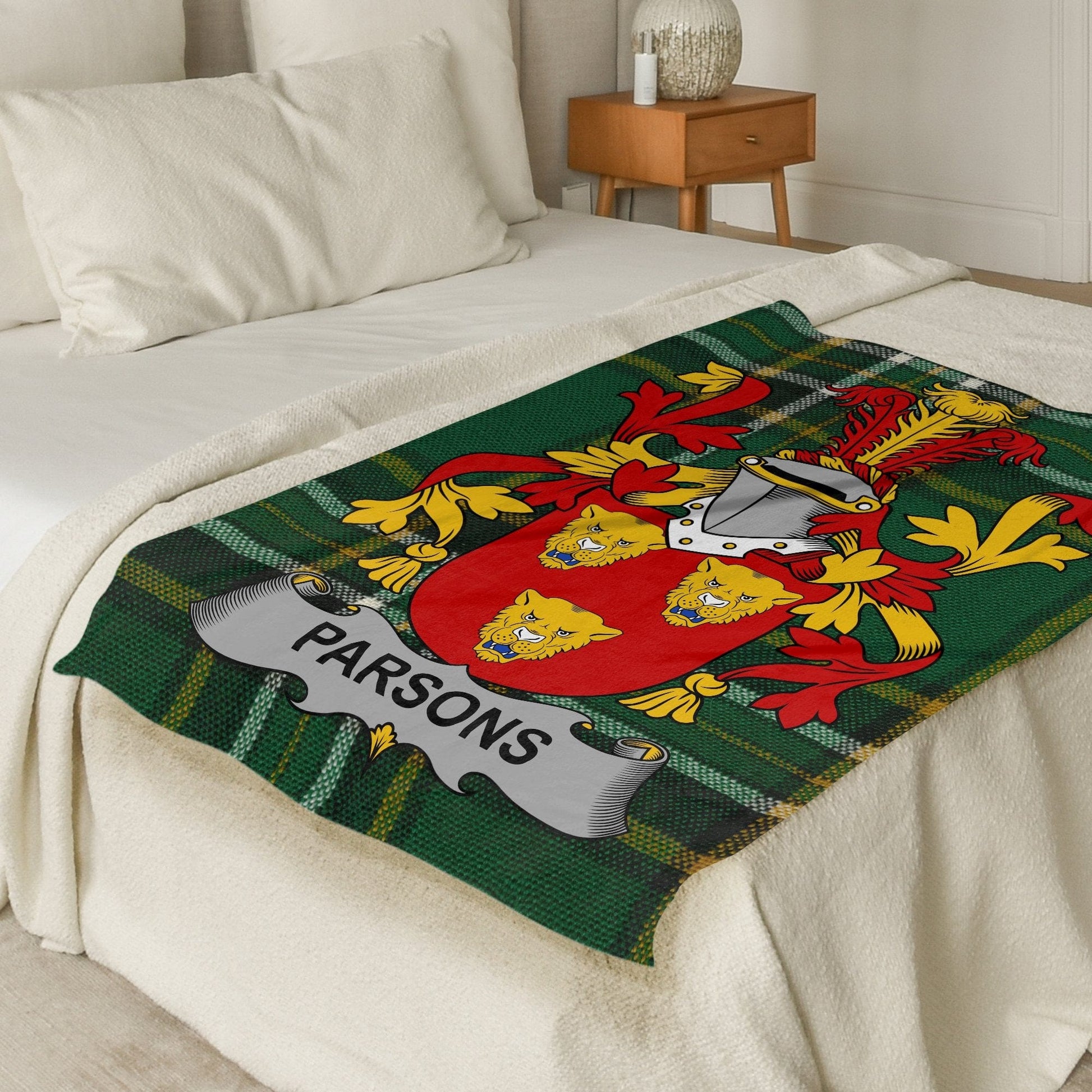 Parsons Surname Irish Tartan Throw Blanket