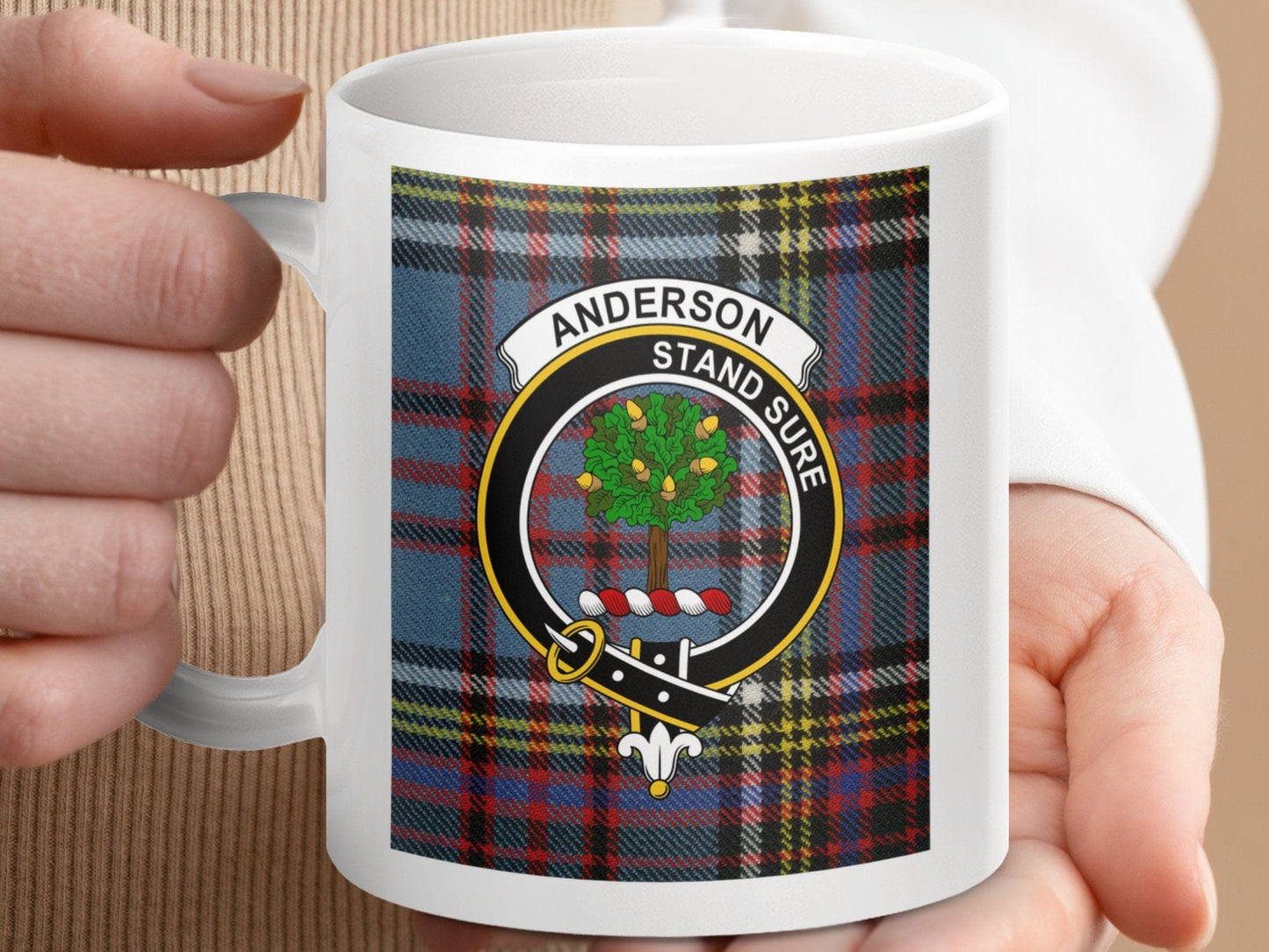 Physical Item 11oz / 11oz / White Anderson Clan Scottish Tartan Crest mug