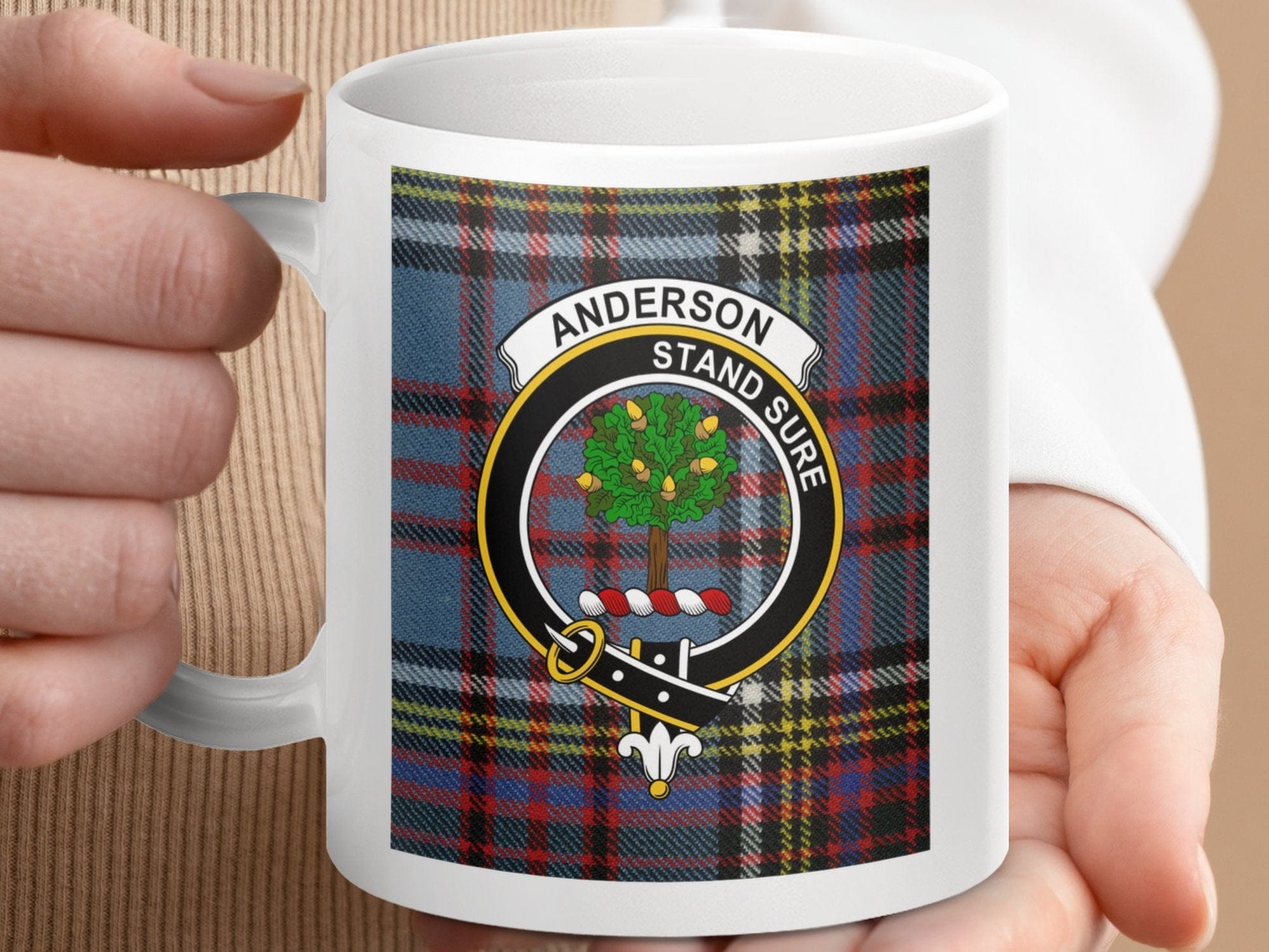 Physical Item 11oz / 11oz / White Anderson Clan Scottish Tartan Crest mug