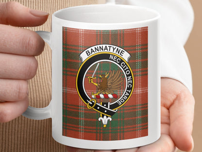 Physical Item 11oz / 11oz / White Bannatyne Clan Scottish Tartan Crest Mug