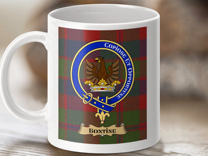 Physical Item 11oz / 11oz / White Bontine Clan Scottish Tartan Crest Mug