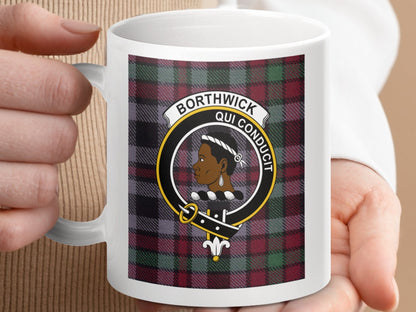 Physical Item 11oz / 11oz / White Borthwick Clan Scottish Tartan Crest Mug