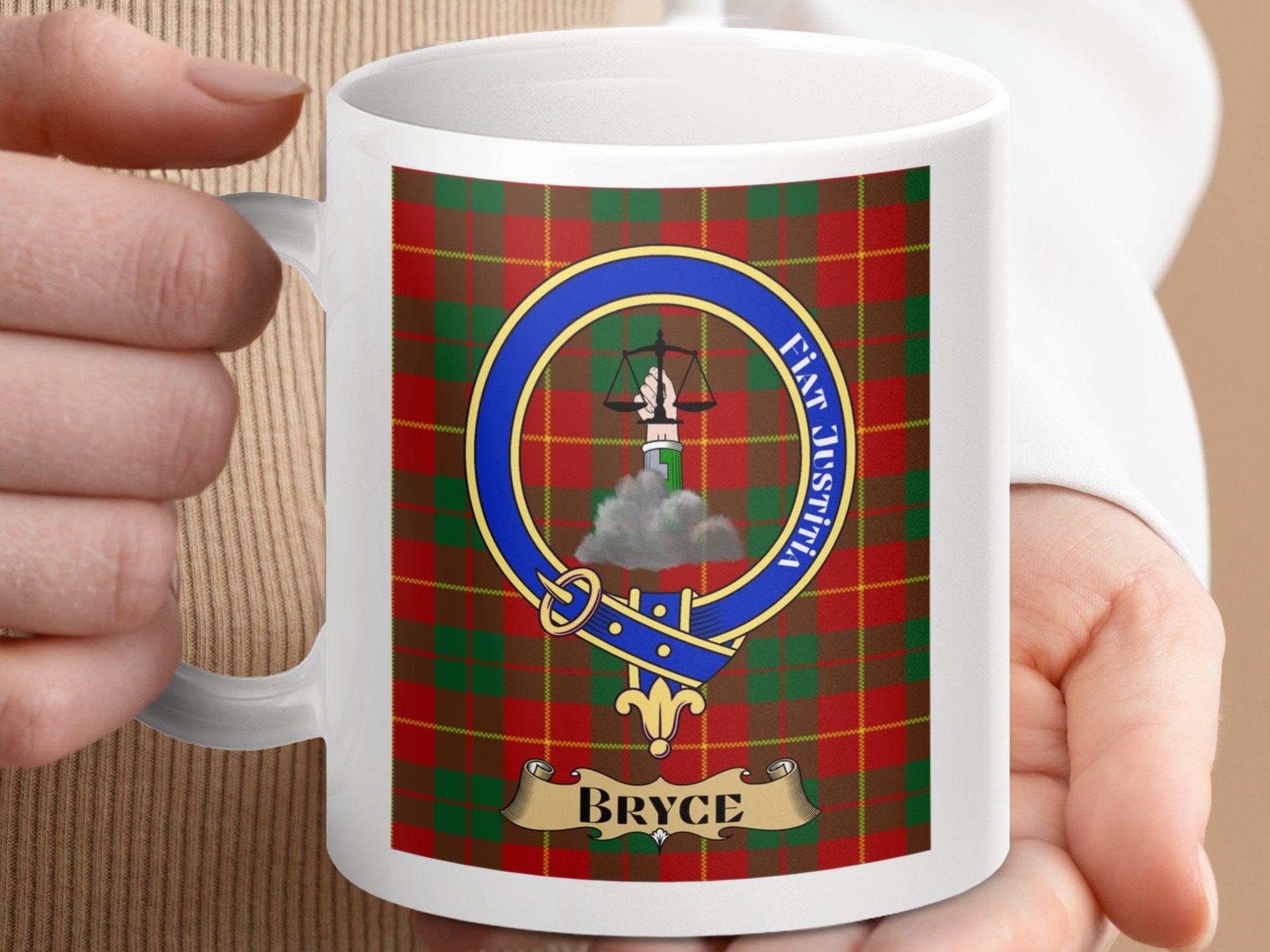 Physical Item 11oz / 11oz / White Bryce Clan Scottish Tartan Crest Mug