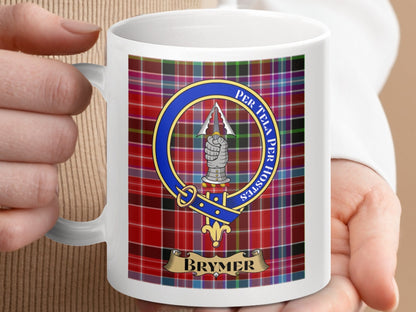 Physical Item 11oz / 11oz / White Brymer Clan Scottish Tartan Crest Mug