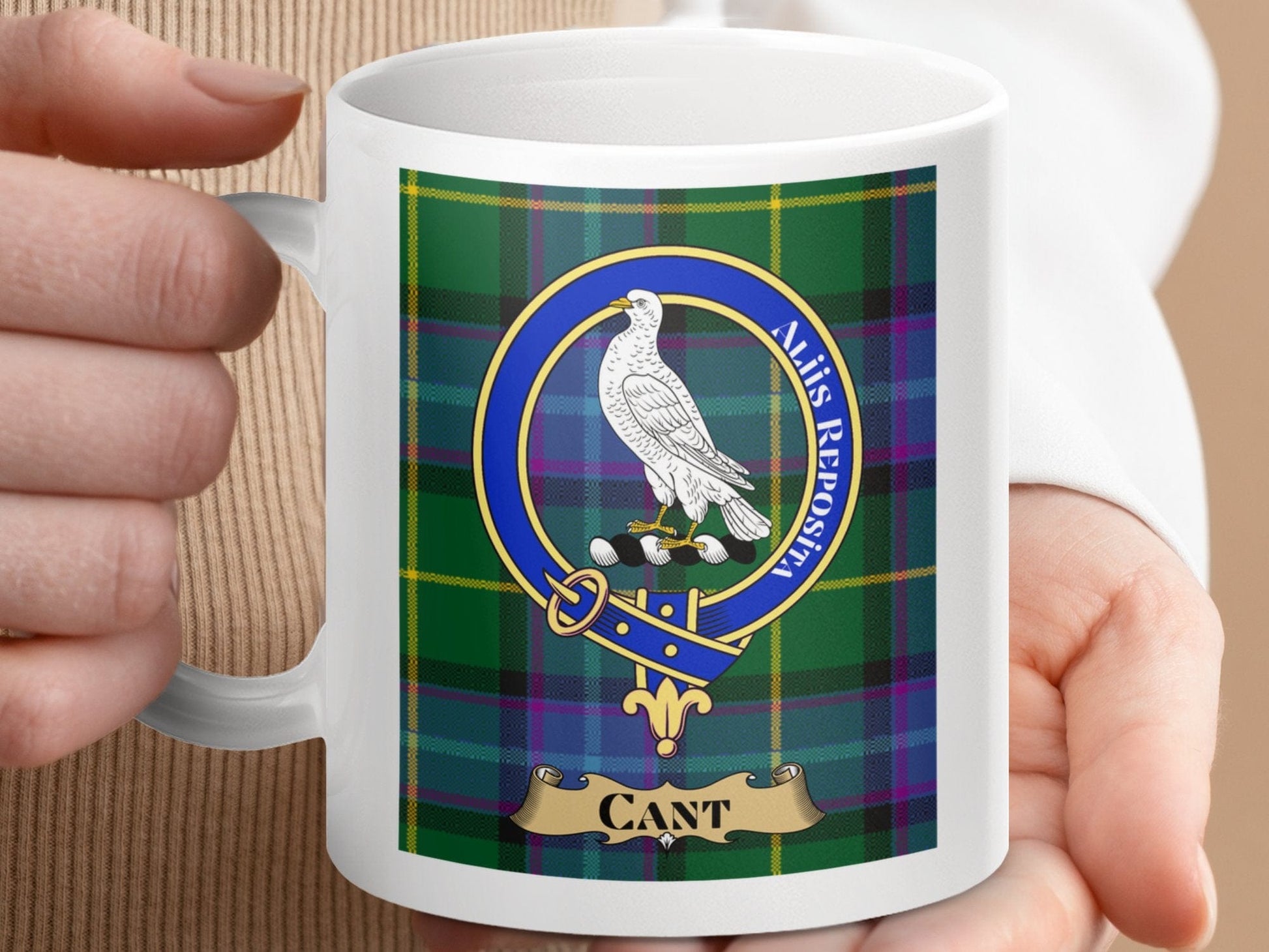 Physical Item 11oz / 11oz / White Cant Clan Scottish Tartan Crest mug