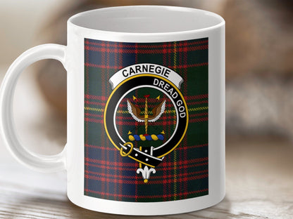 Physical Item 11oz / 11oz / White Carnegie Clan Scottish Tartan Crest Mug