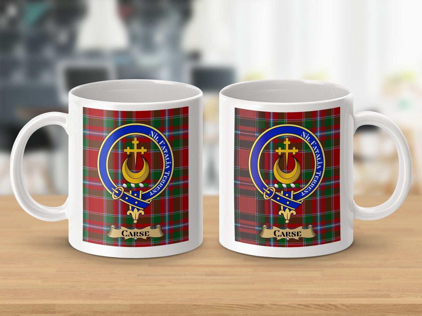 Physical Item 11oz / 11oz / White Carse Clan Scottish Tartan Crest Mug