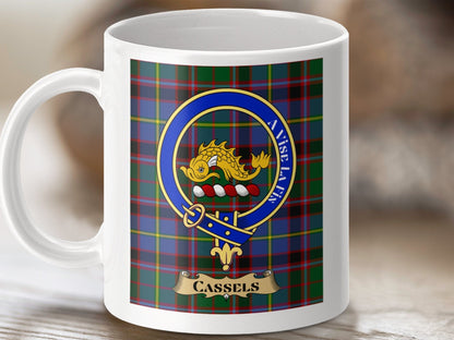 Physical Item 11oz / 11oz / White Cassels Clan Scottish Tartan Crest Mug