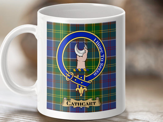 Physical Item 11oz / 11oz / White Cathcart Clan Scottish Tartan Crest Mug