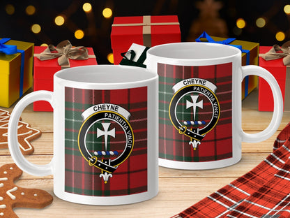 Physical Item 11oz / 11oz / White Cheyne Clan Scottish Tartan Crest Mug