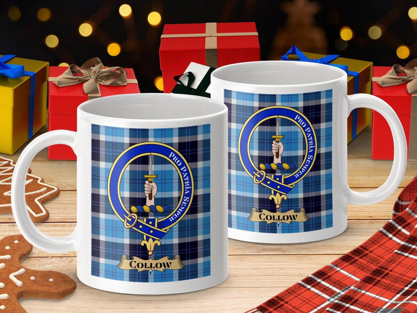 Physical Item 11oz / 11oz / White Collow Scottish Clan Tartan Crest Mug