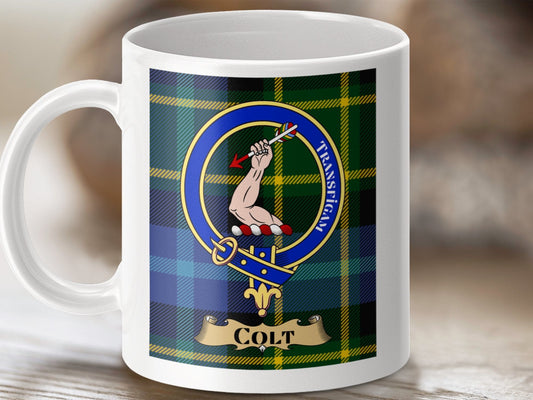 Physical Item 11oz / 11oz / White Colt Clan Scottish Tartan Crest mug