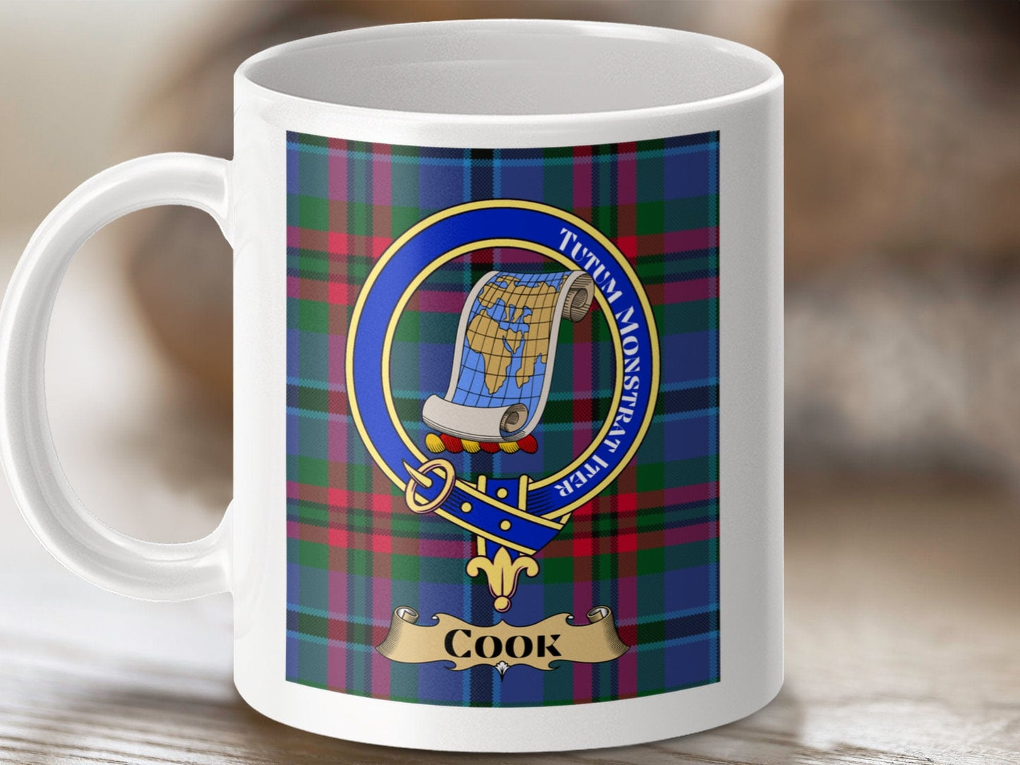 Physical Item 11oz / 11oz / White Cook Clan Scottish Tartan Crest Mug