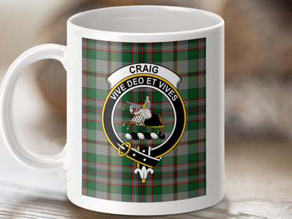 Physical Item 11oz / 11oz / White Craig Clan Scottish Tartan Crest Mug