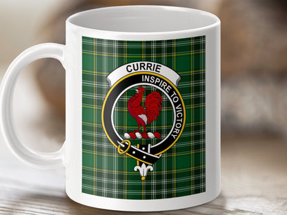 Physical Item 11oz / 11oz / White Currie Clan Scottish Tartan Crest Mug