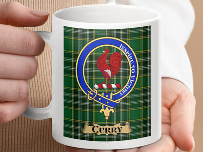 Physical Item 11oz / 11oz / White Curry Clan Scottish Tartan Crest Mug