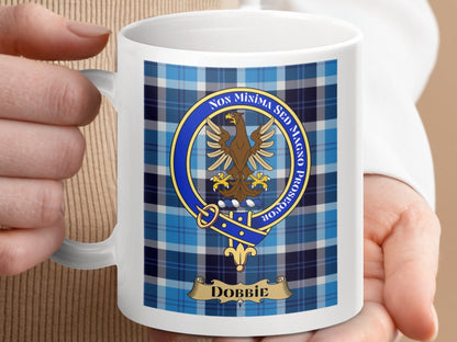 Physical Item 11oz / 11oz / White Dobbie Clan Scottish Tartan Crest Mug