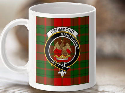 Physical Item 11oz / 11oz / White Drummond Clan Scottish Tartan Crest mug